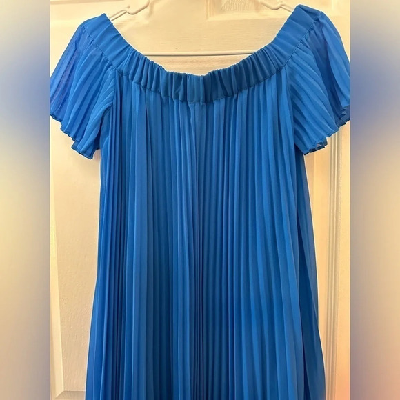 Ted Baker Women's Size 1/ US 4 Blue Floral Melma Harmony Accordion Pleat Dress - Picture 4 of 9